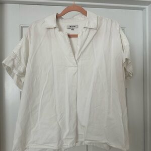 Madewell White Camp Short Sleeve collared size M